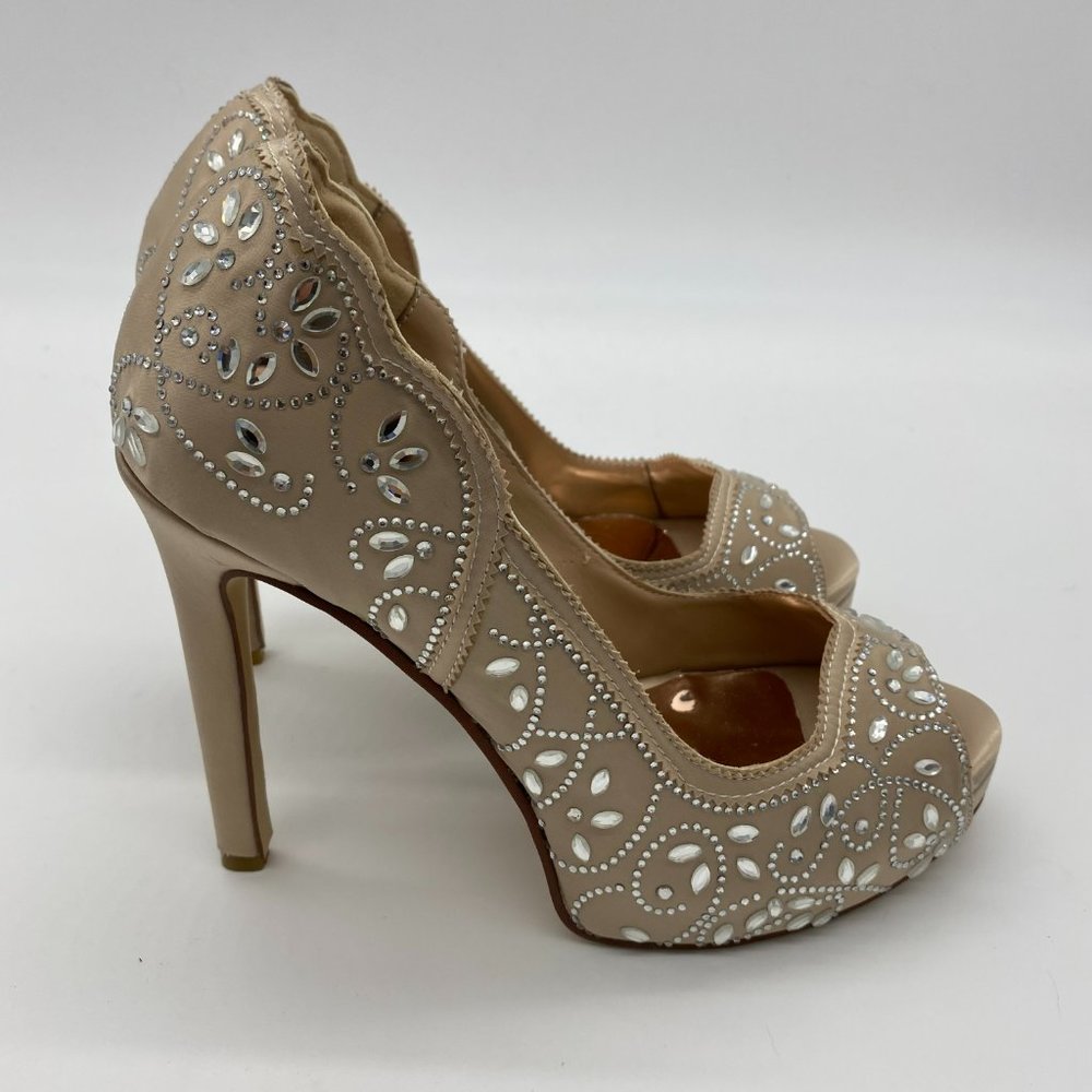 XYD Peep Toe Platform Rhinestones Bridal Pumps - Picture 7 of 10